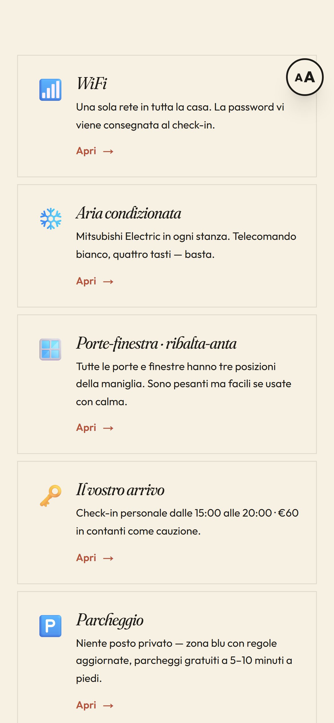 Il manuale su mobile: il sito è percepito come un'applicazione, non come un dépliant